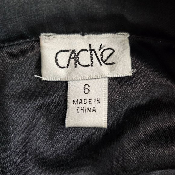 Vintage Cache Black White Sequin Satin Mini Halter Party Dress, Sz 6 - Picture 12 of 12